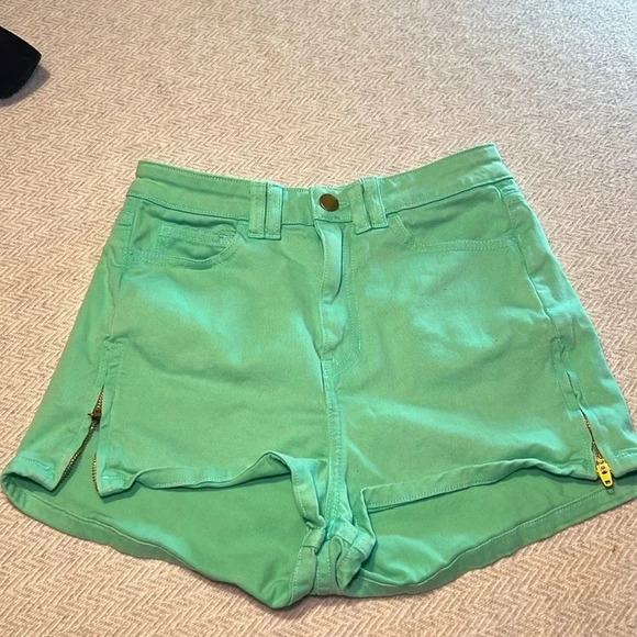 American Apparel Green Cotton Stretch Shorts. Size 24/25. Made  in USA. - Picture 2 of 10